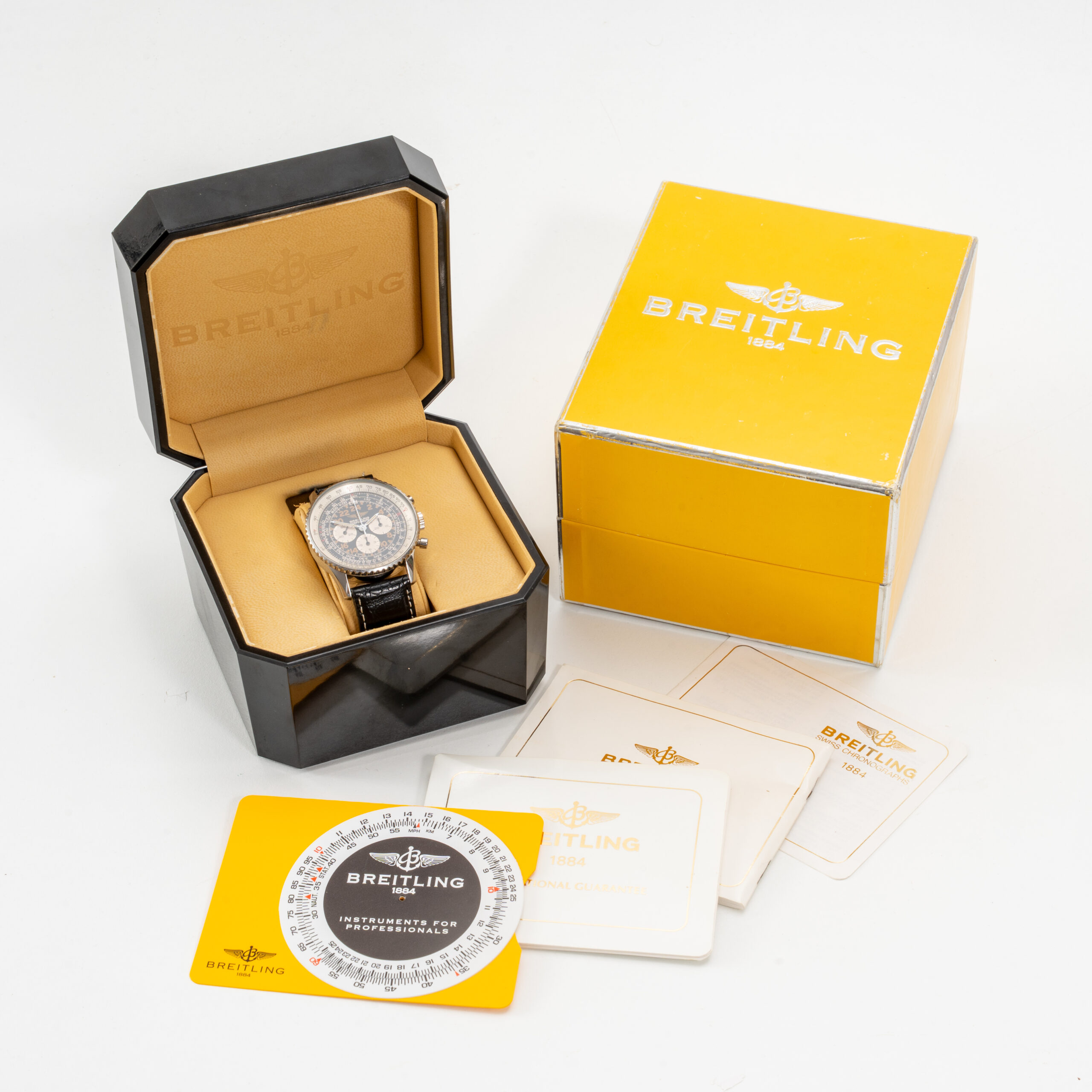 Breitling Manual Winding Chronograph, Navitimer Model, Reference 81600F Steel Case With Black Dial. With Original Box And Warranty. Milan. Italy April 14 2025