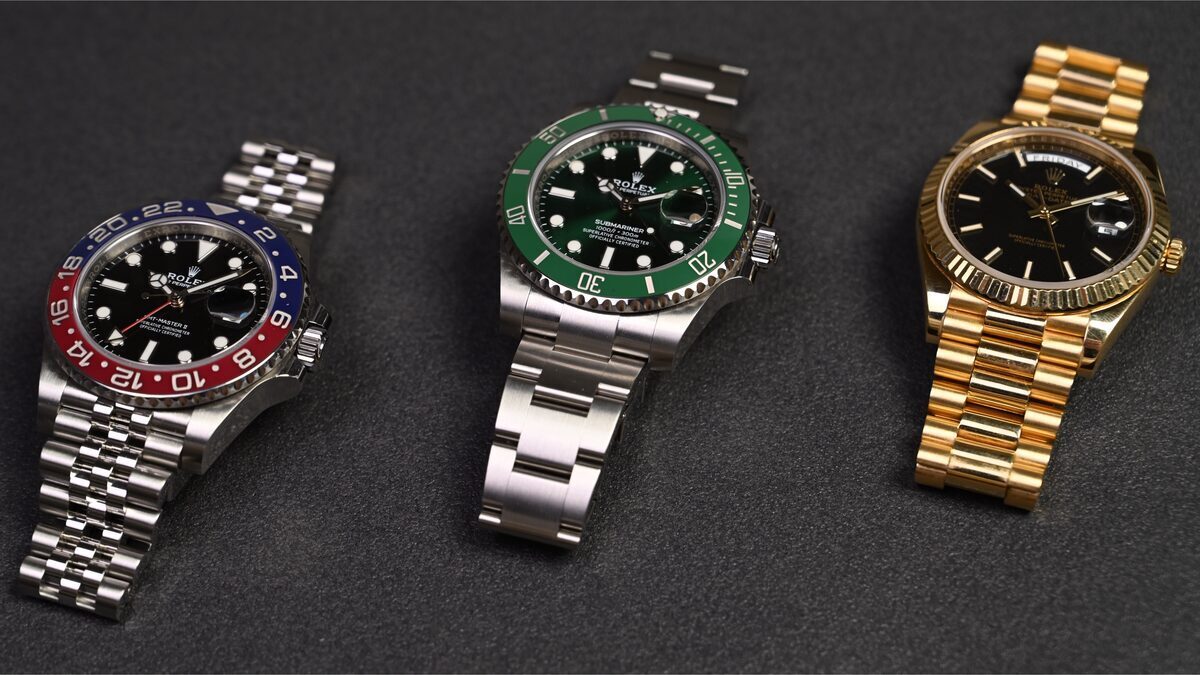 Rolex GMT-Master, Submariner und Day-Date nebeneinander